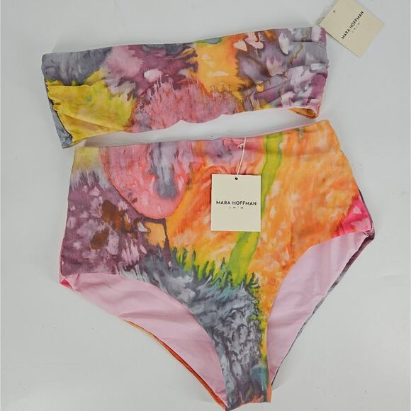 Mara Hoffman Tie Dye Lydia Abigail Strapless High Waist Bikini Swimsuit S - Picture 3 of 8